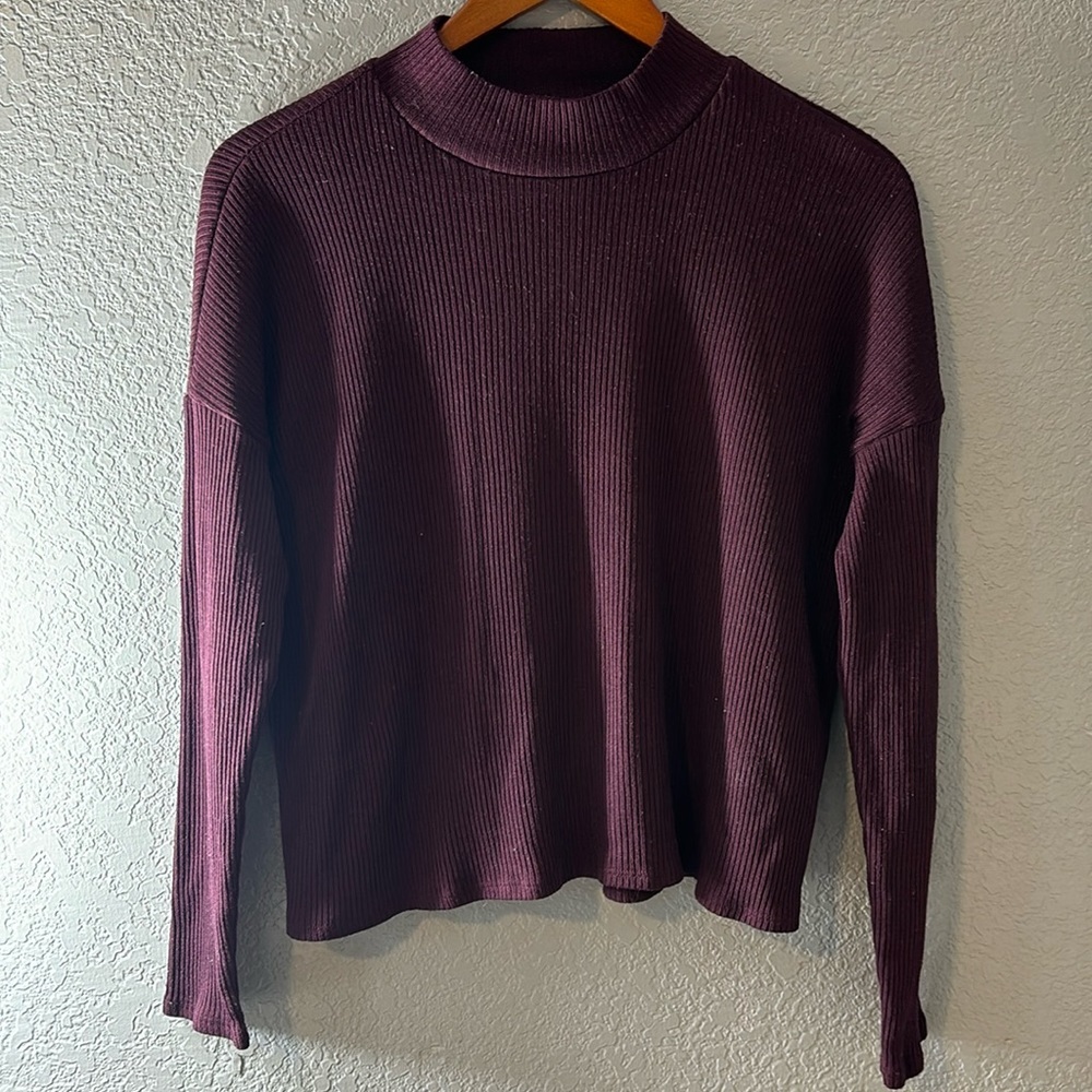 H&M Divided Mock Neck Purple Long Sleeve Top